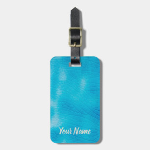 Turquoise porcelain craquelure with cracks glaze luggage tag