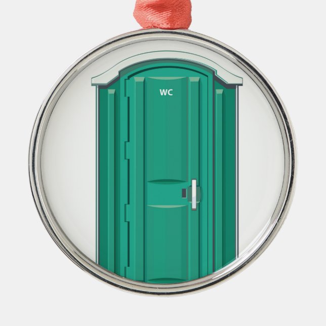 Turquoise Portable Toilet Metal Ornament (Front)