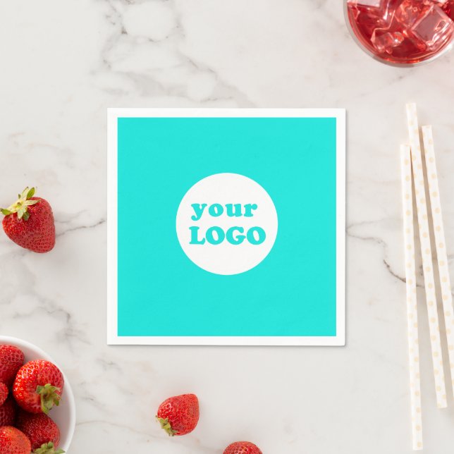Turquoise Professional Custom Business Logo  Napkin (Insitu)