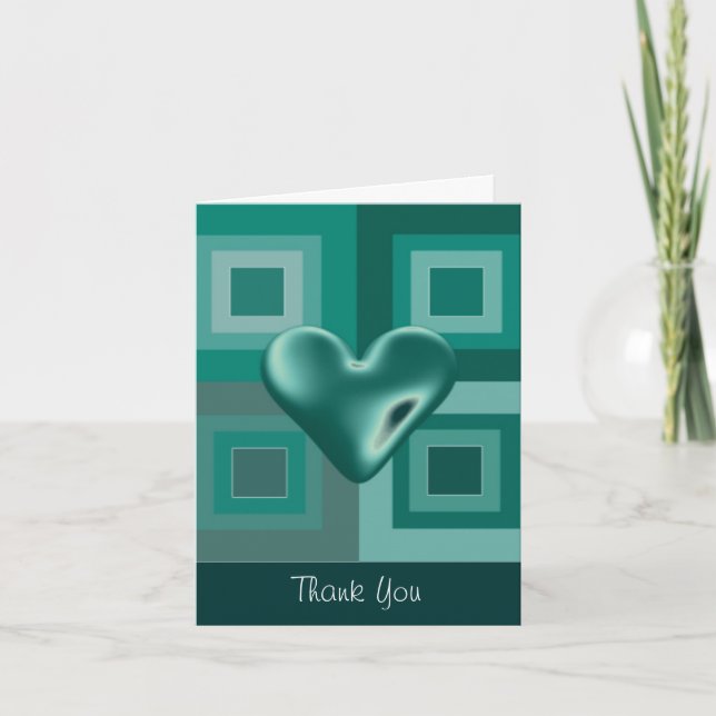 Turquoise Puffy Heart Merci (Devant)