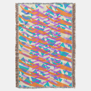 Turquoise Purple and Orange Shevron Lines Throw Blanket