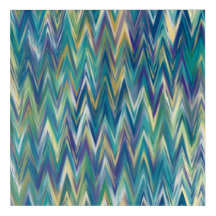 Turquoise, purple and yellow zigzag