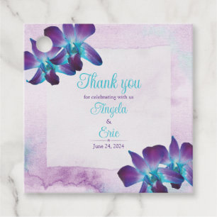 Turquoise Purple Blue Dendrobium Orchid Wedding Favour Tags