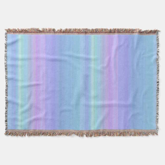 Turquoise Purple Blue Green Rainbow Throw Blanket (Front)