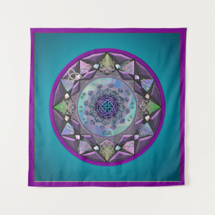 Turquoise Purple Celtic Mandala Wall Tapestry