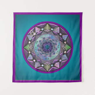 Turquoise Purple Celtic Mandala Wall Tapestry