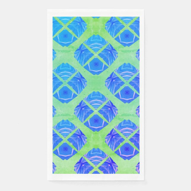 Turquoise, Purple, Green Boho Peacocks Pattern Napkin (Front)