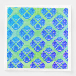 Turquoise, Purple, Green Boho Peacocks Pattern Napkin