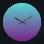 Turquoise Purple Ombre Large Clock<br><div class="desc">Simple turquoise and purple gradient background.</div>