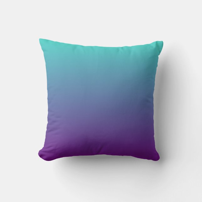 Turquoise Purple Ombre Throw Pillow (Front)