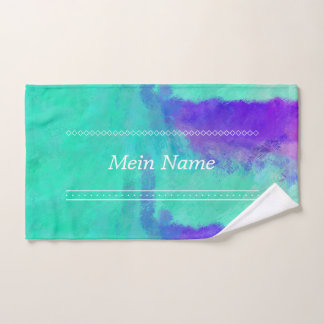 turquoise / purple / pink artist design hand towel