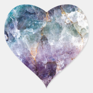 Turquoise & Purple Quartz Crystal Heart Sticker