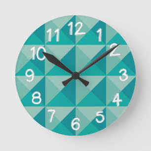 Turquoise Pyramids  Round Clock