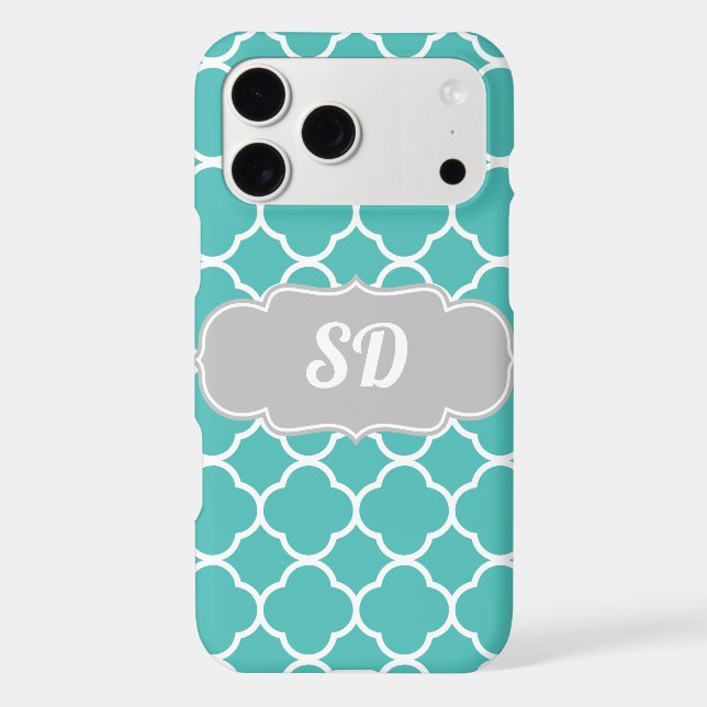 Turquoise Quatrefoil Custom Monogram (Back)