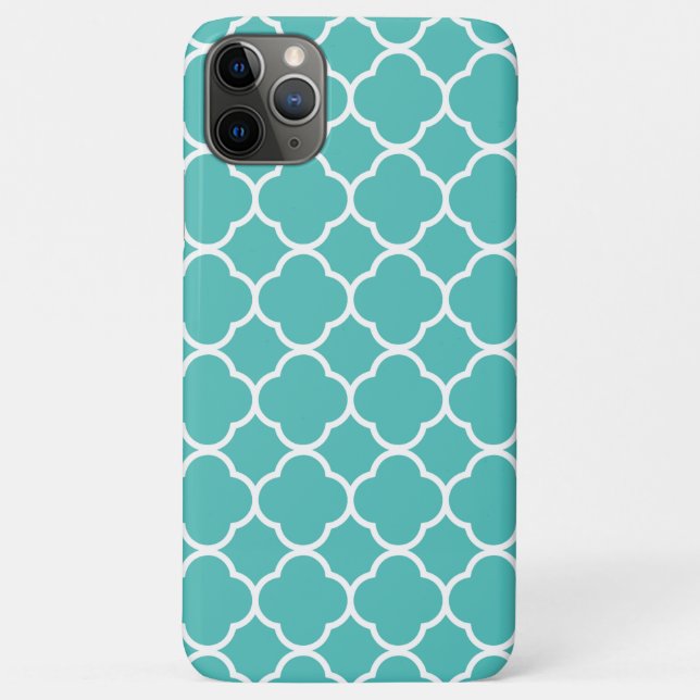 Turquoise Quatrefoil Pattern Print Case-Mate iPhone Case (Back)