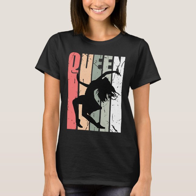Turquoise Queen Of Dance Champion Birthday Retro V T-Shirt (Front)