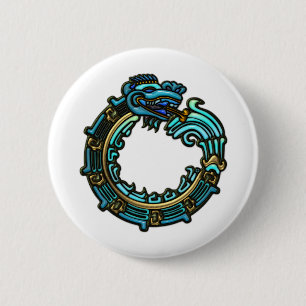 Turquoise Quetzalcoatl 2 Inch Round Button