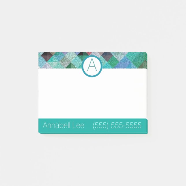 Turquoise Quilty Post-it Notes (Front)