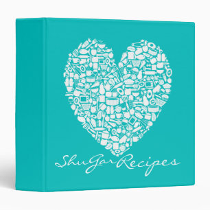 Turquoise Recipe Kitchen Personalized Name Binder