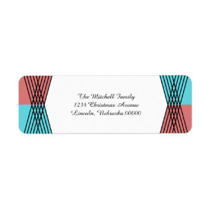 Turquoise Red Colourful Deco Address Labels