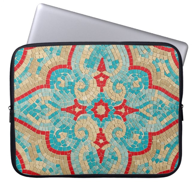 turquoise red laptop sleeve (Front)
