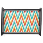 Turquoise Red Yellow Zig Zag Chevron Stripes