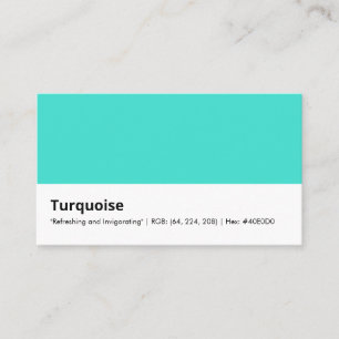 Turquoise "Refreshing and Invigorating" Colour Business Card