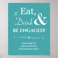 Turquoise Retro Eat Drink Be Engaged Wedding