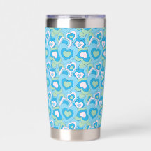 Turquoise Retro Heart Tumbler