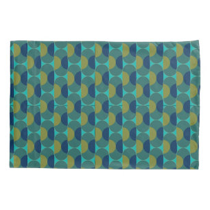 Turquoise Retro Ovals and Semi-Circles Pillowcase