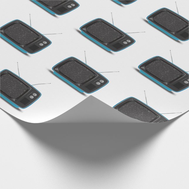 Turquoise Retro TV Wrapping Paper (Corner)