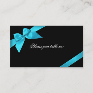 Turquoise Ribbon Guest Table Place Card