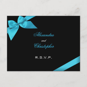 Turquoise Ribbon RSVP Invitation Postcard