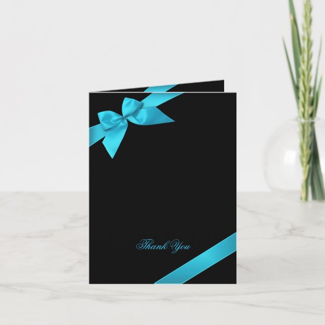 Turquoise Ribbon Thank You Card (Front)