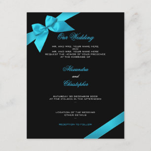 Turquoise Ribbon Wedding Announcement 2