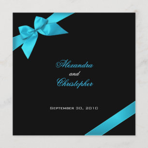 Turquoise Ribbon Wedding Invitation Announcement