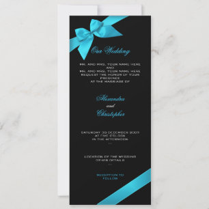 Turquoise Ribbon Wedding Invitation Announcement 2