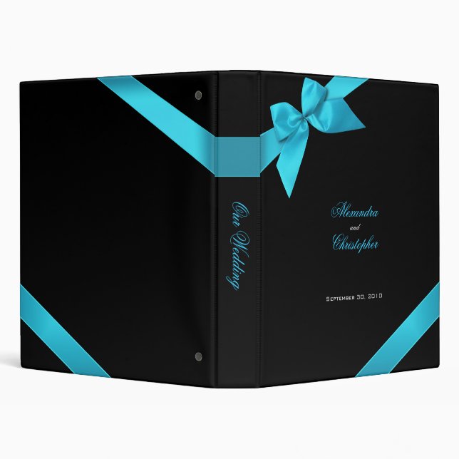Turquoise Ribbon Wedding Planner Album Binder (Background)