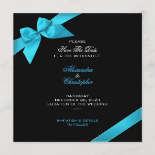 Turquoise Ribbon Wedding Save The Date 2