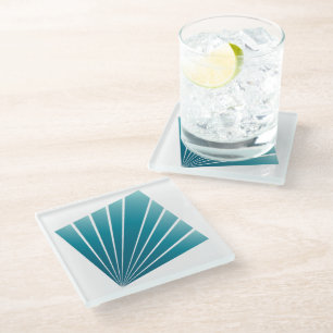 Turquoise ribbons glass coaster