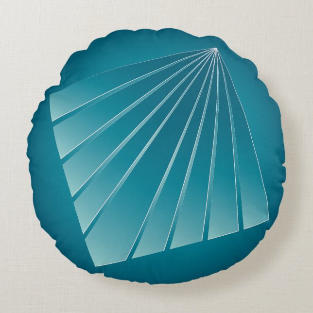 Turquoise ribbons round pillow (Front)