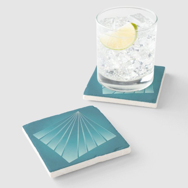 Turquoise ribbons stone coaster (Side)