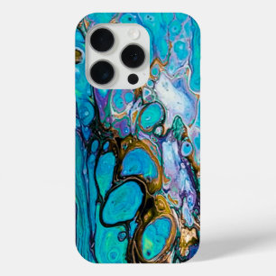 Turquoise River water and stones abstract art iPhone 15 Pro Case