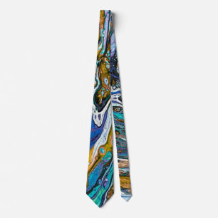 Turquoise River water and stones abstract art  Tie