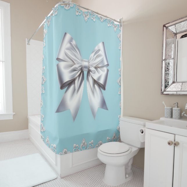 Turquoise Robin's Egg Blue Big White Bow Bridal  (In Situ)