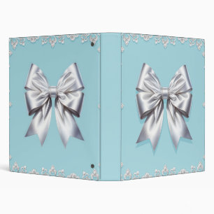 Turquoise Robin's Egg Blue Big White Bow Bridal  Binder