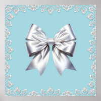 Turquoise Robin's Egg Blue Big White Bow Bridal 