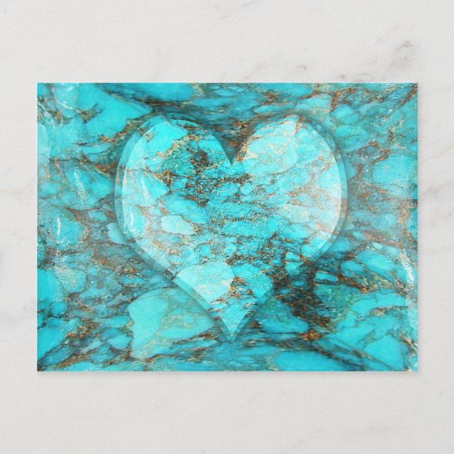 Turquoise Rock Heart Postcard (Front)