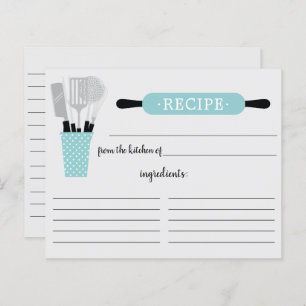 Turquoise Rolling Pin Kitchen Tools Recipe Card