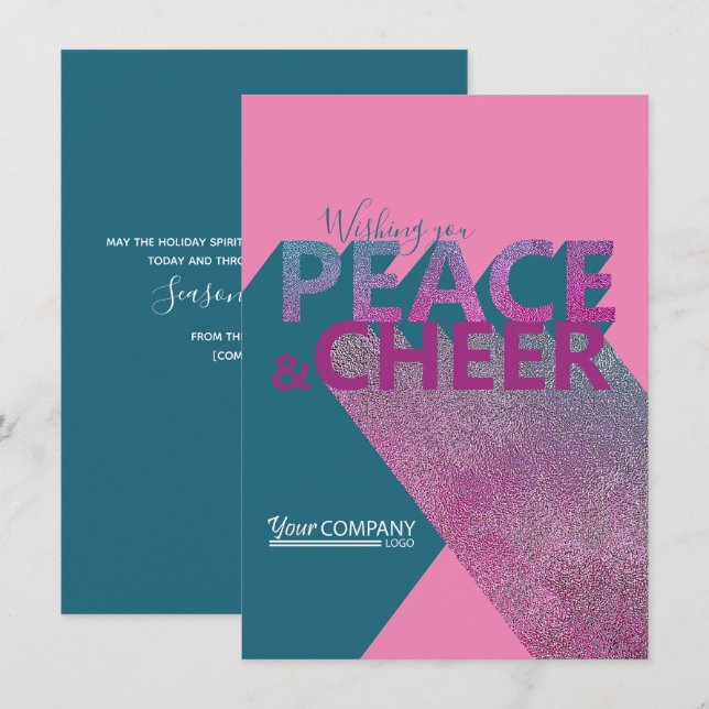 Turquoise & rose, carte de vacances professionnell (Devant / Derrière)